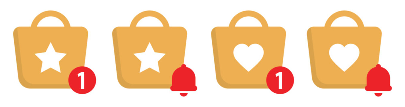Favorite bag shop notification icon illustration