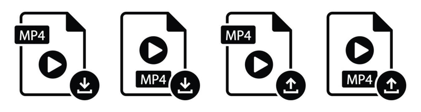 Mp4 file download and upload icon vector Illustration