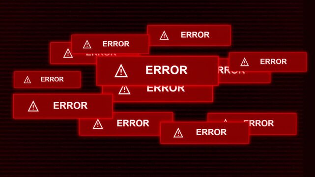 Multiple Red Glowing Critical Error Pop-up Windows on Dark Digital Interface