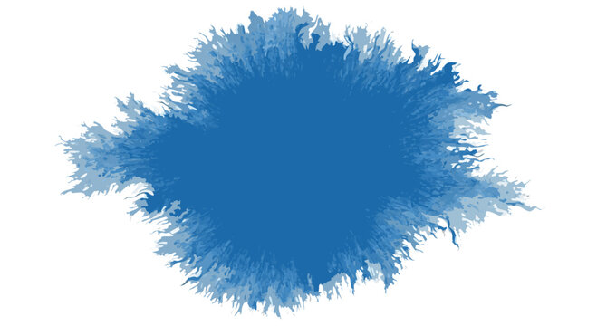 blue ink blot with spreading feathered edges