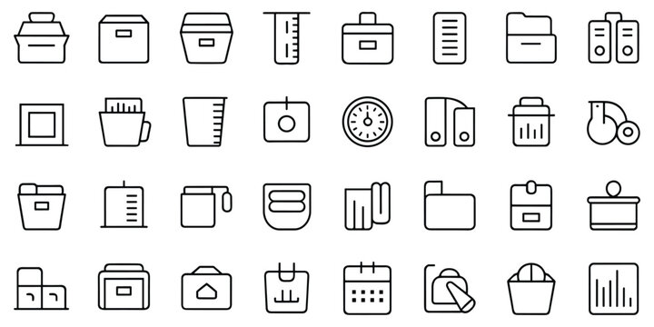 Office and business icons set with folders binders and calculator