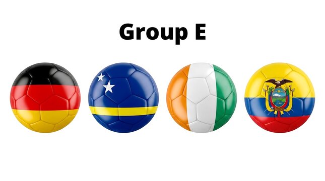 2026 World Cup Group E Soccer Ball Flag Germany Curacao Ivory Coast Ecuador Isolated White