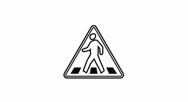 Pedestrian crossing sign with a walking figure over striped bars