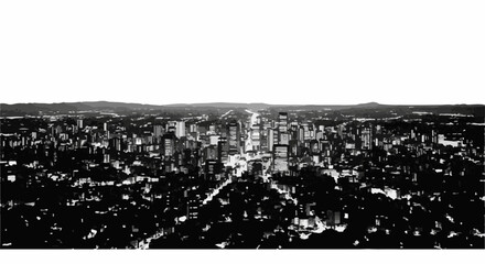 Fototapeta premium A monochromatic, abstract aerial view of a densely packed cityscape at night