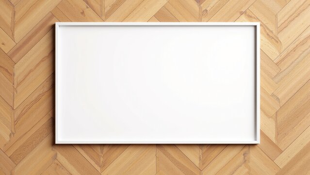 White Frame Mockup on Parquet Floor