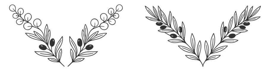 hand drawn botanical branch with leaves and berries vector illustration on transparent background © KKeitlin