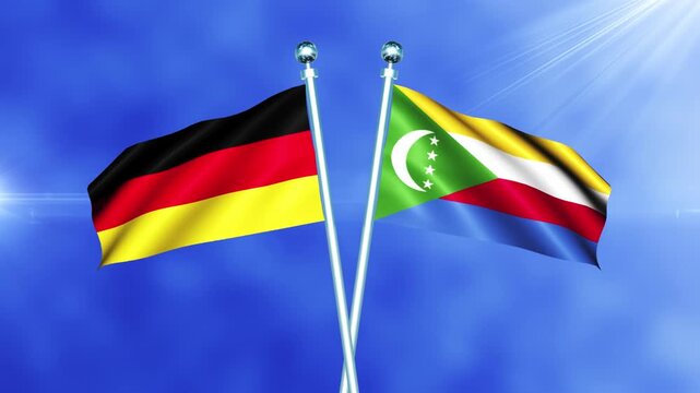 Germany and Comoros Flag Waving on Pole Loop
