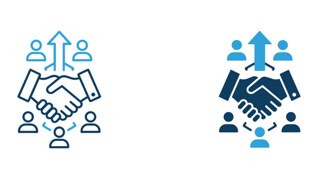 Professional business partnership and team cooperation handshake vector icon