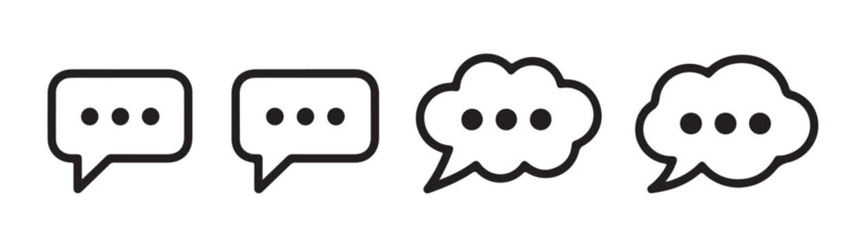 Typing message bubbles icons with dots in cloud and rounded rectangle shapes for chat interfaces.