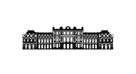 Obraz premium Elegant European Palace Facade Silhouette.
