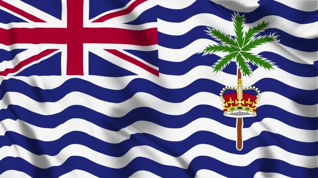 British Indian Ocean Territory Flag Animation, 4K MP4 Waving Territorial Banner Background Video