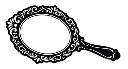 handheld mirror silhouette on white background ornate © Rahul