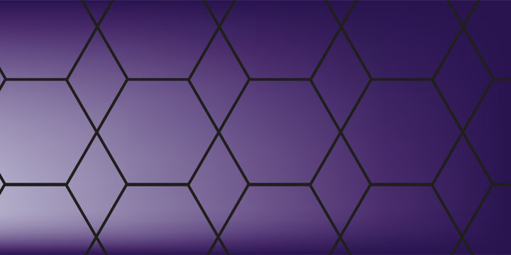Purple wide hexagonal vector abstract background. Violet tech banner with honeycomb grid. Hexagon technology backdrop.