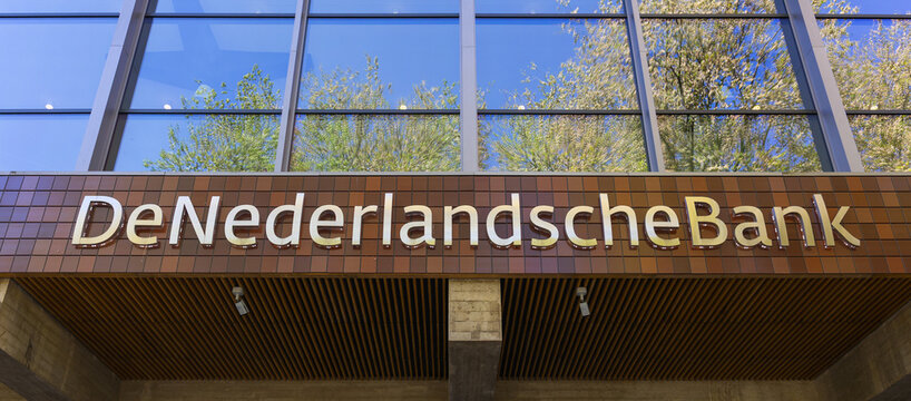 Amsterdam, Netherlands - 30 April 2026: The building of De Nederlandsche Bank DNB stands prominently in Amsterdam under clear skies.