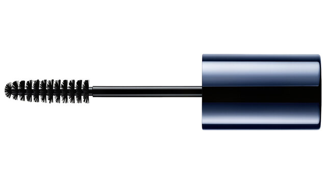 Black mascara wand with dark blue metallic tube