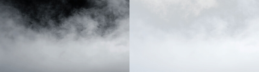Fototapeta premium Cloudy sky with white clouds in a gray background at an outdoor location during a day in the daytime hours, PNG with a light overlay