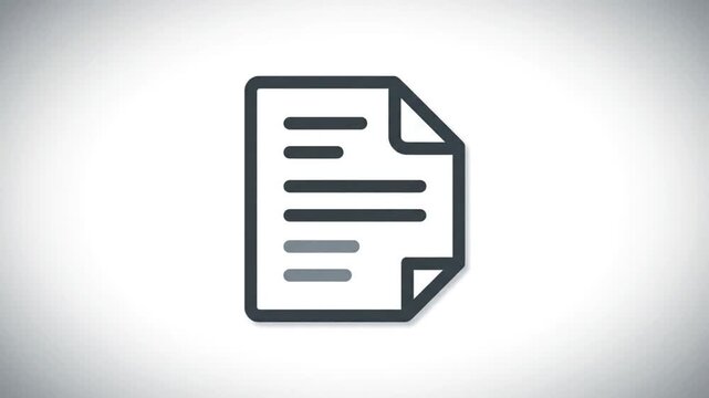 Document Icon Animation: Paper with Lines, Data, Information, Text, Concept