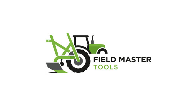 Tractor and plow logo agricultural machinery on white background