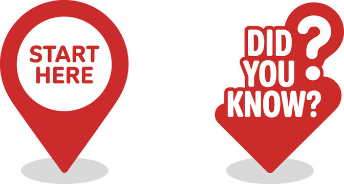 Red map pin and question mark speech bubble