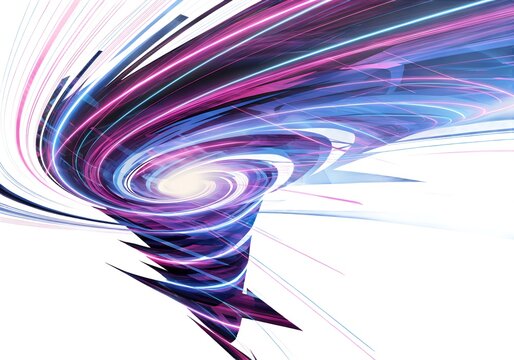 Futuristic cyberpunk neon speed trail vortex isolated on an isolated white background, abstract background vector illustration
