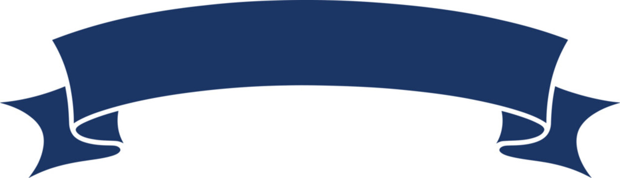 Dark blue curved ribbon banner