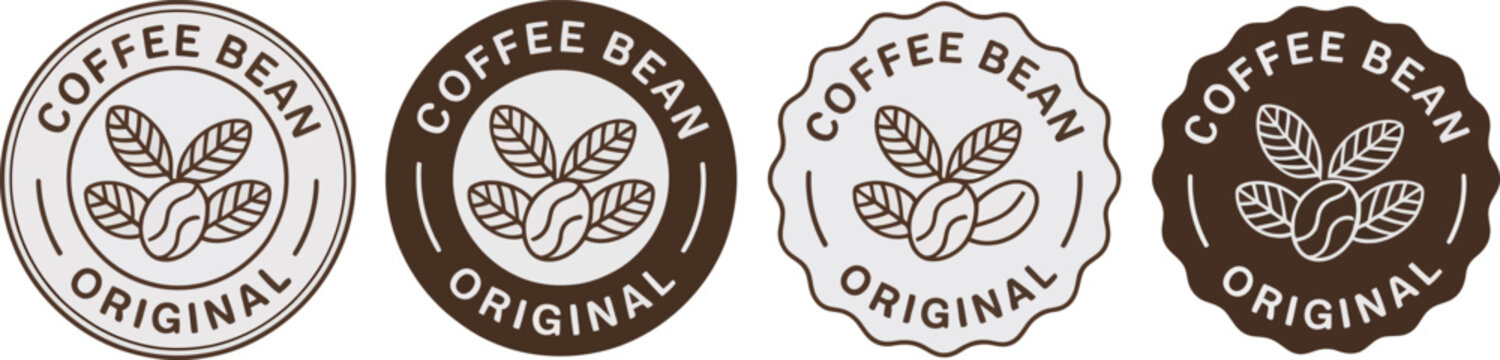 Coffee bean original round stamp set