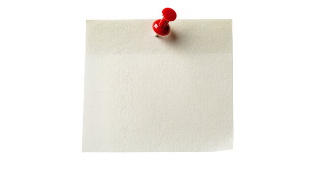 Cream colored paper note with red pushpin