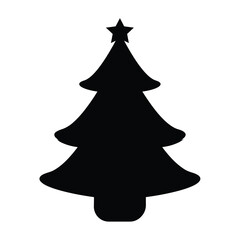 Fototapeta premium Simple Christmas Tree Silhouette with Star Icon