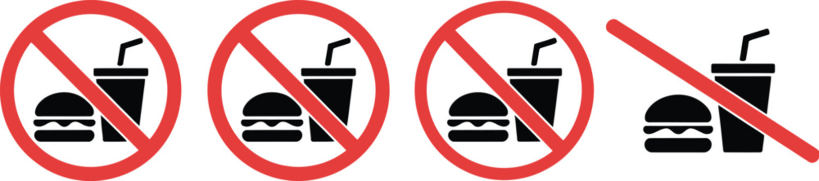 No food and drink allowed prohibition warning signs