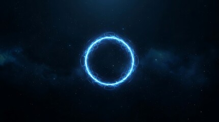 Fototapeta premium Glowing Blue Cosmic Wormhole in Deep Space with Nebula Background and Starlight
