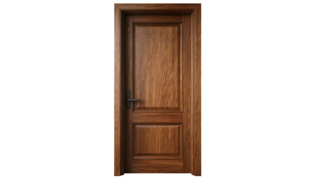 Classic wooden interior door with dark metal handle