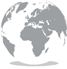 Fototapeta premium Sleek minimalist gray earth globe icon representing professional global business connectivity and unity on a white background.