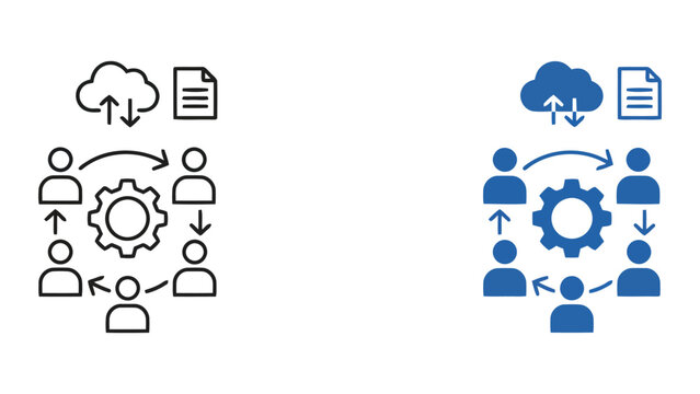 Cloud data synchronization and file management system showing team collaboration and workflow connectivity