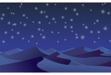 night moonlit african or middle eastern desert sand dunes landscape clear star sky vector illustration background © Marty's Art