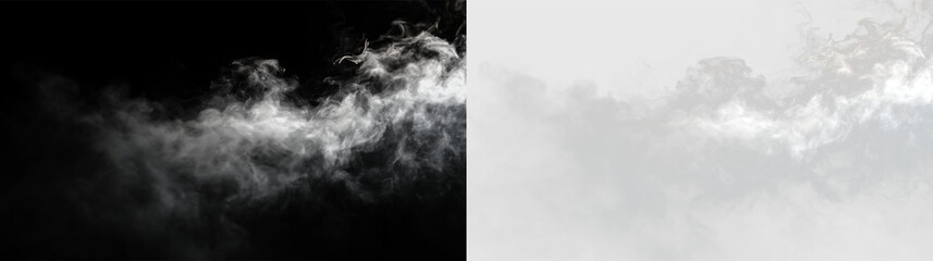 Clouds drift across the sky in soft formations during the daytime over a bright blue background, PNG with a light overlay © Liubov