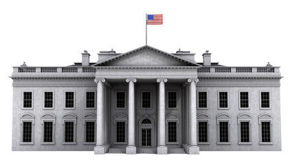 White House building with columns and American flag © Julia