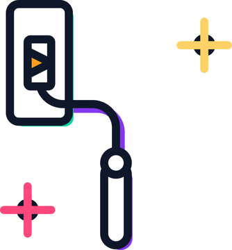Modern minimalist flat icon representing a professional smartphone gimbal stabilizer for mobile video content creation