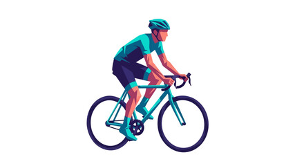 Naklejka premium Cyclist Riding Bicycle, Sportswear, White Background, Vector Art
