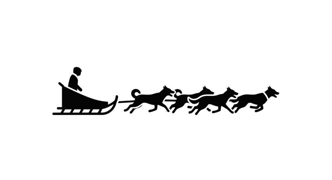 Dog Sled Team Silhouette Motion.