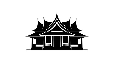 Fototapeta premium Traditional Thai House Silhouette Icon.