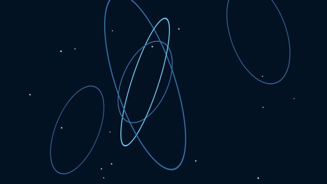 Transparent Rotating Rings on Dark Futuristic Background