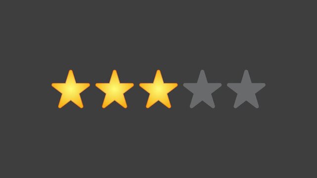 Video animation of a fictional website showing a mouse cursor clicking on a 1- to 5-star rating. Business concept for online star ratings.