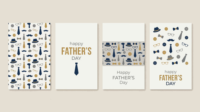 Father&rsquo;s Day Greeting Card Set | Elegant Designs Featuring Ties, Hats, and Mustaches