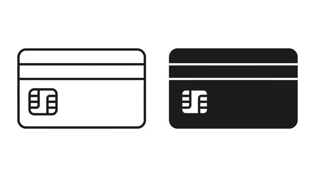 Financial smart chip credit card icon set for secure payment and digital banking interface design