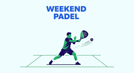 Obraz premium Weekend Padel Action: Dynamic Illustration of a Player Hitting the Ball During a Match