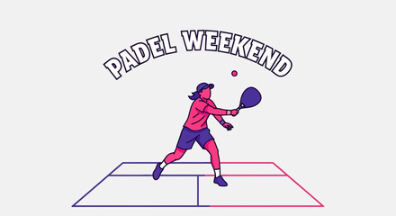 Fototapeta premium Vibrant Padel Action Illustration Depicting Weekend Fun and Sportive Competition