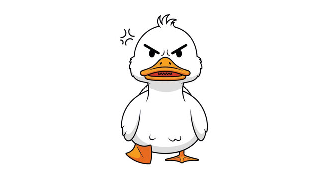 Angry Duck Cartoon Character Portrait.
