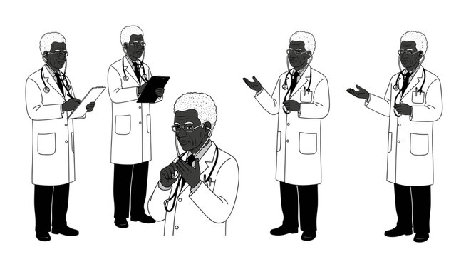 Doctors in lab coats standing around.