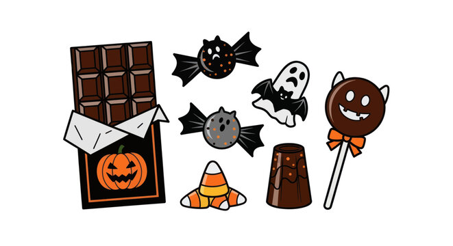 Halloween candy and chocolate treats.