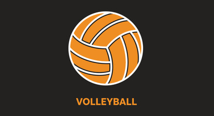 Fototapeta premium Volleyball Logo Design Featuring Orange Ball Against Black Background For Dynamic Appeal
